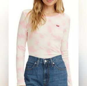 Levi's Tie Dye Crew Neck Rib-Knit Long-Sleeve Top